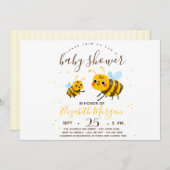 Invitation Abeille Bumble Douce, Baby shower Stripes (Devant / Derrière)