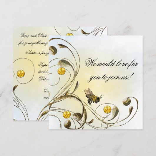 Invitation Abeille de miel (Devant / Derrière)