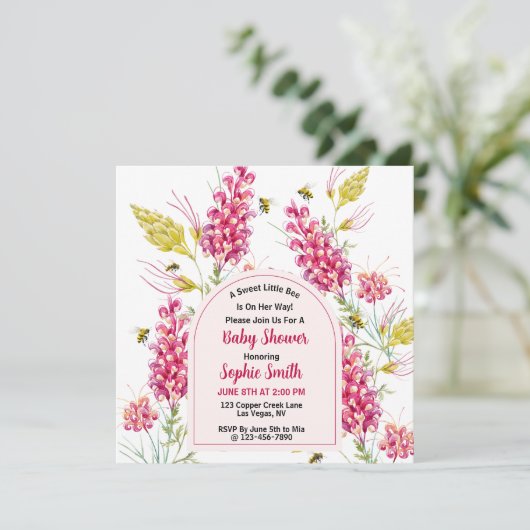 Invitation Abeille de miel, douce petite fille (Debout devant)