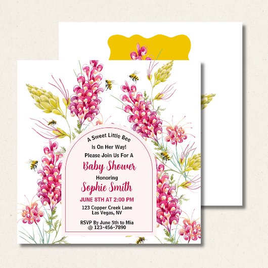 Invitation Abeille de miel, douce petite fille