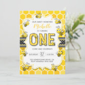 Invitation Abeille de miel doux premier anniversaire (Debout devant)