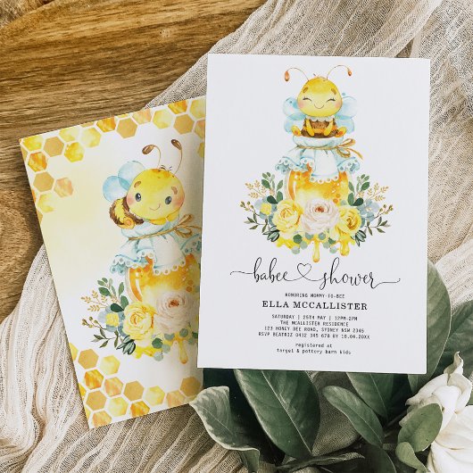 Invitation Abeille de miel mignonne | Baby shower de Roses Ja