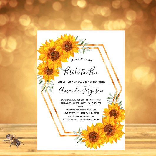 Invitation Abeille de soleil de douche nuptiale