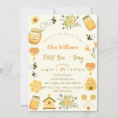 Invitation Abeille du premier jour baby shower (Devant)