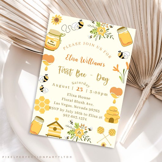 Invitation Abeille du premier jour baby shower