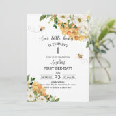 Invitation Abeille jaune Fleur blanche 1er anniversaire (Debout devant)