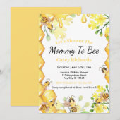 Invitation Abeille Maman Jaune À Être Baby shower (Devant / Derrière)