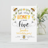 Invitation Abeille, petit miel, Bumble Bee, Fille, 5e anniver (Debout devant)