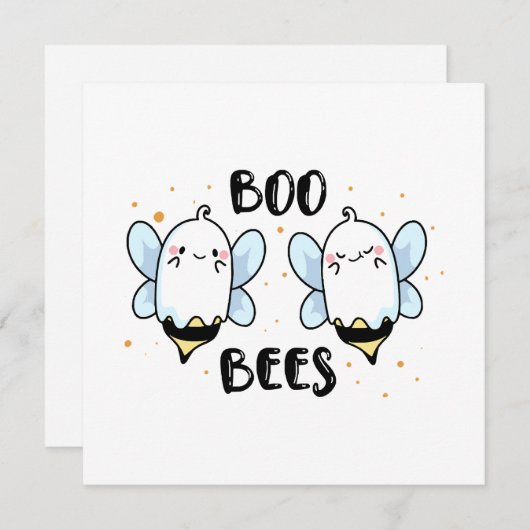 Invitation Abeilles de Boo Ghost mignonnes - Drôle Halloween  (Devant / Derrière)
