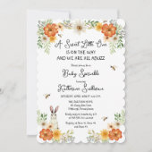 Invitation Abeilles et fleurs de printemps | Lapin Fille Bébé (Devant)