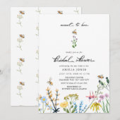 Invitation Abeilles et fleurs | Fête des mariées aquarelle (Devant / Derrière)