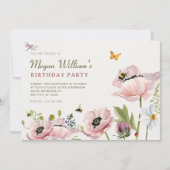 Invitation Abeilles florales esthétiques anniversaire (Devant)