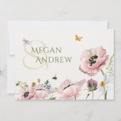 Invitation Abeilles florales esthétiques mariage (Devant)