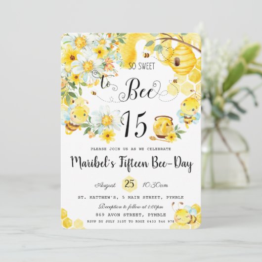 Invitation Abeilles mignonnes tellement douces à abeille 15 A (Debout devant)