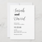 Invitation Abigail Font classique chic noir et blanc mariage (Devant)