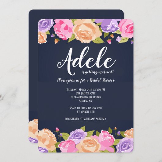 Invitation Abondance d'invitation de fleurs (Devant / Derrière)