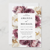 Invitation Abondance Florale Rustique Fleurs romantiques (Devant)