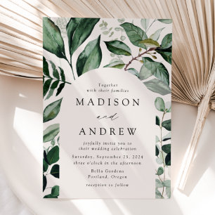 Invitation Abondant Cadre de Mariage à Arche en Crème de Verd