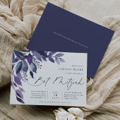 Invitation Abondant Foliage Violet Bat mitzvah botanique