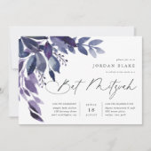Invitation Abondant Foliage Violet Bat mitzvah botanique (Devant)