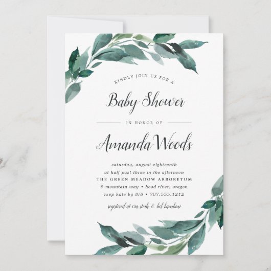 Invitation abondante Baby shower de Foliage (Devant)