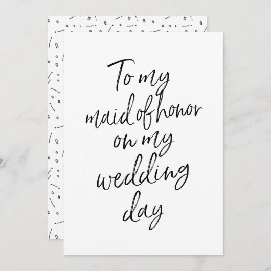 Invitation Abordable à ma servante d'honneur le jour de mon m (Devant / Derrière)