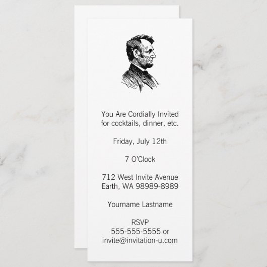 Invitation Abraham Lincoln (Devant / Derrière)