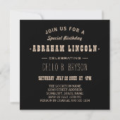 Invitation abraham lincolns anniversaire (Dos)