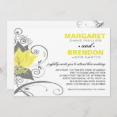 Invitation Abraxas Abstrait Floral | charbon jaune (Devant / Derrière)