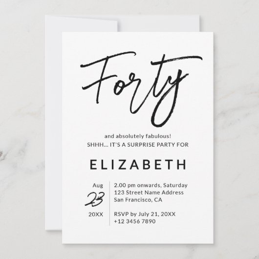 Invitation Absolument fabuleux 40e anniversaire (Devant)