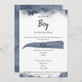 Invitation Abstract Blue Elements Sweet Baby Boy Baby Shower (Devant / Derrière)