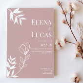 Invitation Abstract dusty rose white sketch floral wedding