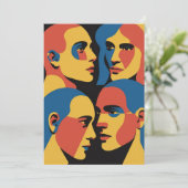 Invitation Abstract Faces Grid Art Print, Human Faces (Debout devant)