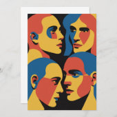 Invitation Abstract Faces Grid Art Print, Human Faces (Devant / Derrière)
