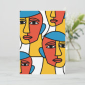 Invitation Abstract Faces Print, Vibrant Geometric Art (Debout devant)