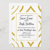 Invitation Abstract geometrical, white and gold (Devant / Derrière)