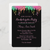Invitation Abstract Glitter Dripping Bachelor Party (Devant / Derrière)