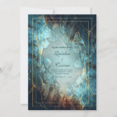 Invitation Abstract Teal Turquoise Gilded Geode Wedding (Devant)