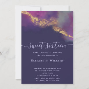 Invitation Abstrait alcool encre or script moderne