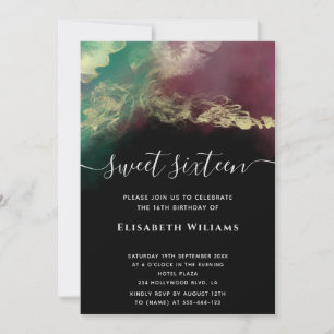 Invitation Abstrait alcool encre or script moderne  
