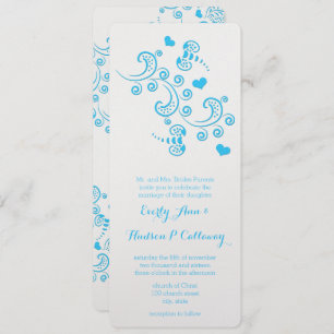 Invitation Abstrait Aqua Blue Butterfly ou Bumble Bee Mariage