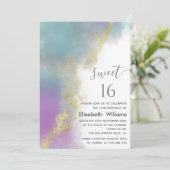 Invitation Abstrait aquarelle encre or script moderne (Debout devant)