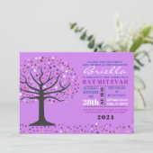 Invitation Abstrait Arbre de vie Bat mitzvah violet Invitatio (Debout devant)