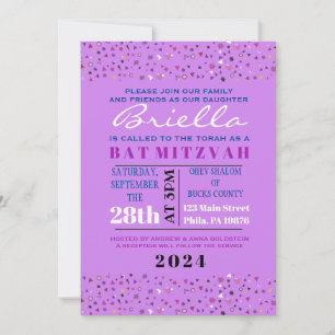 Invitation Abstrait Arbre de vie Bat mitzvah violet Invitatio