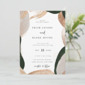 Invitation Abstrait Art Frame Green Gold Mariage (Debout devant)
