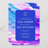 Invitation Abstrait Art Star de David Custom Bar Bat mitzvah (Devant / Derrière)