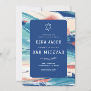 Invitation Abstrait Art Star de David Custom Bar Bat mitzvah