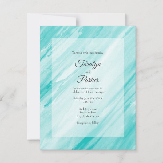 Invitation Abstrait blanc turquoise (Devant)