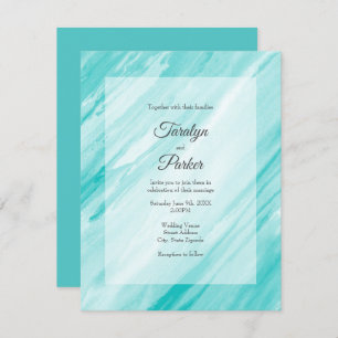 Invitation Abstrait blanc turquoise