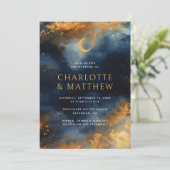 Invitation Abstrait bleu bleu bleu or Mariage (Debout devant)